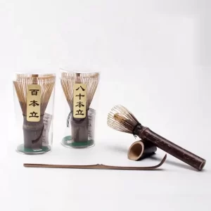 100 prongs Skinny Chasen Black Bamboo Traditional Matcha Whisk