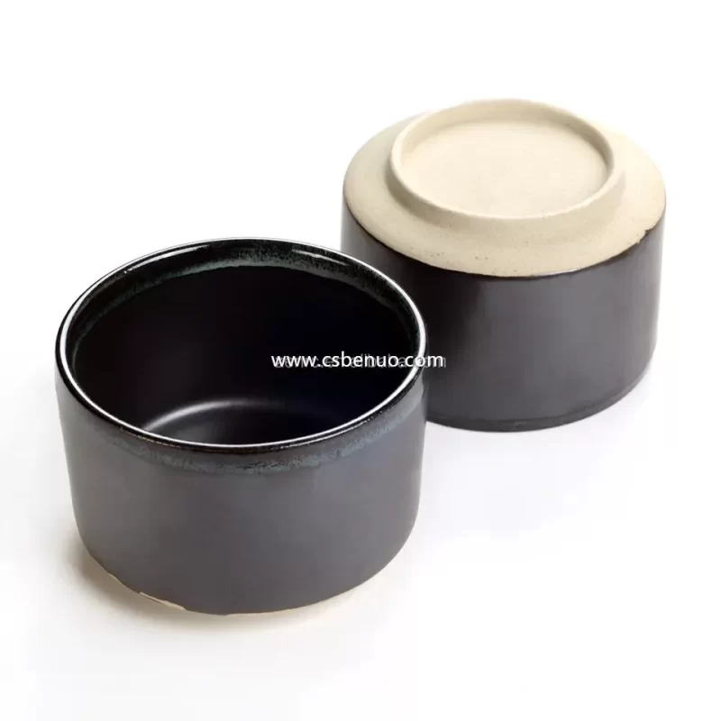 3Pcs High-end Matte Black Decent Matcha Bowl Ceramic