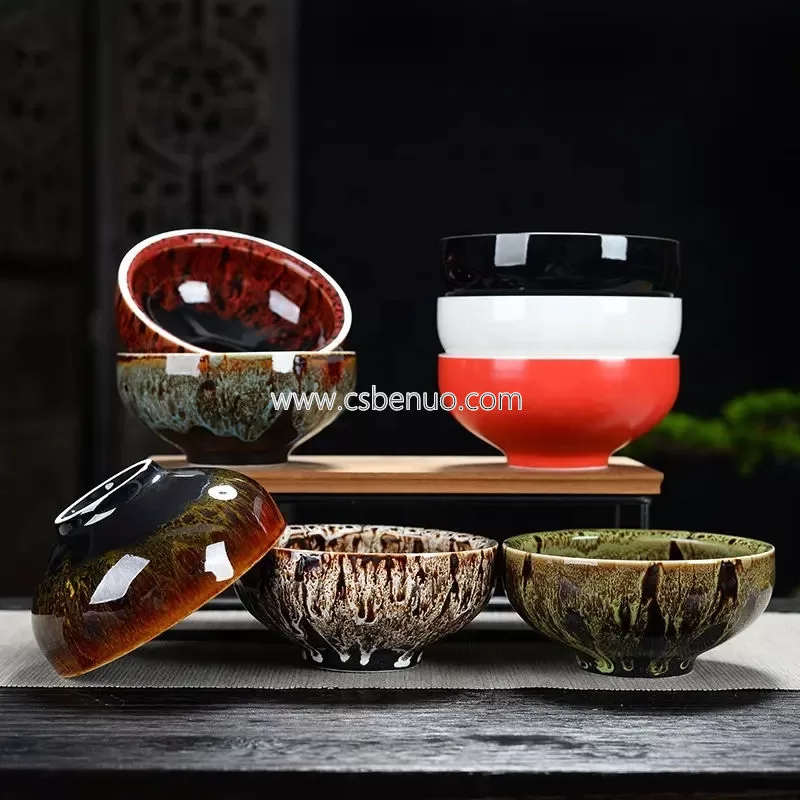 550ml Handmade Natural Glaze Green Tea Ceramic Bowl