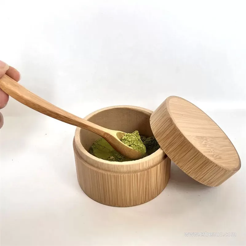 Bamboo Round Matcha Caddy Eco-friendly Organic Matcha Can