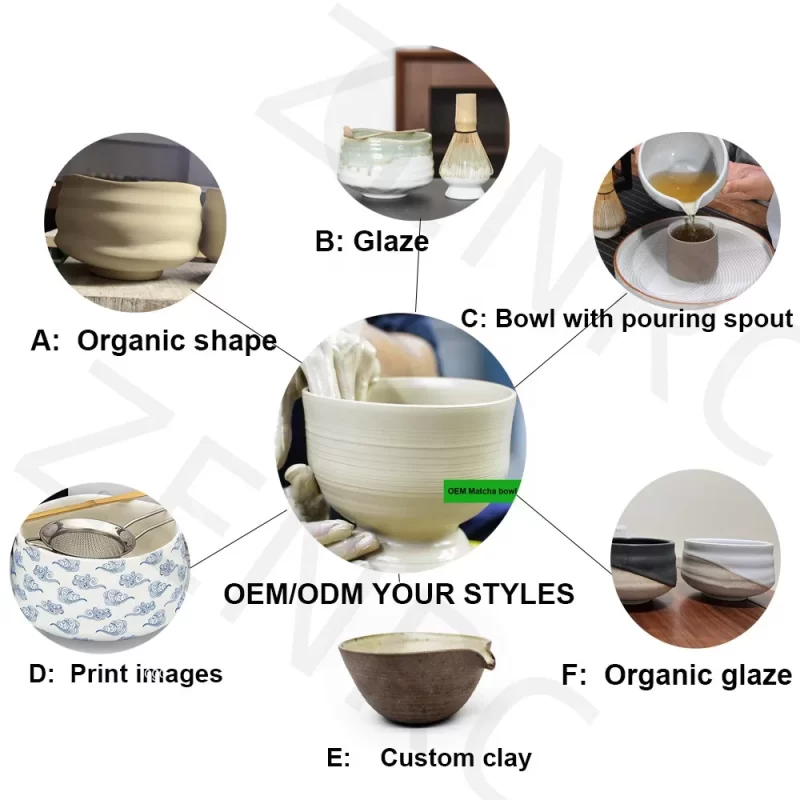 Customizable Pottery Bowl Set Stylish Ceramic Matcha Chawan