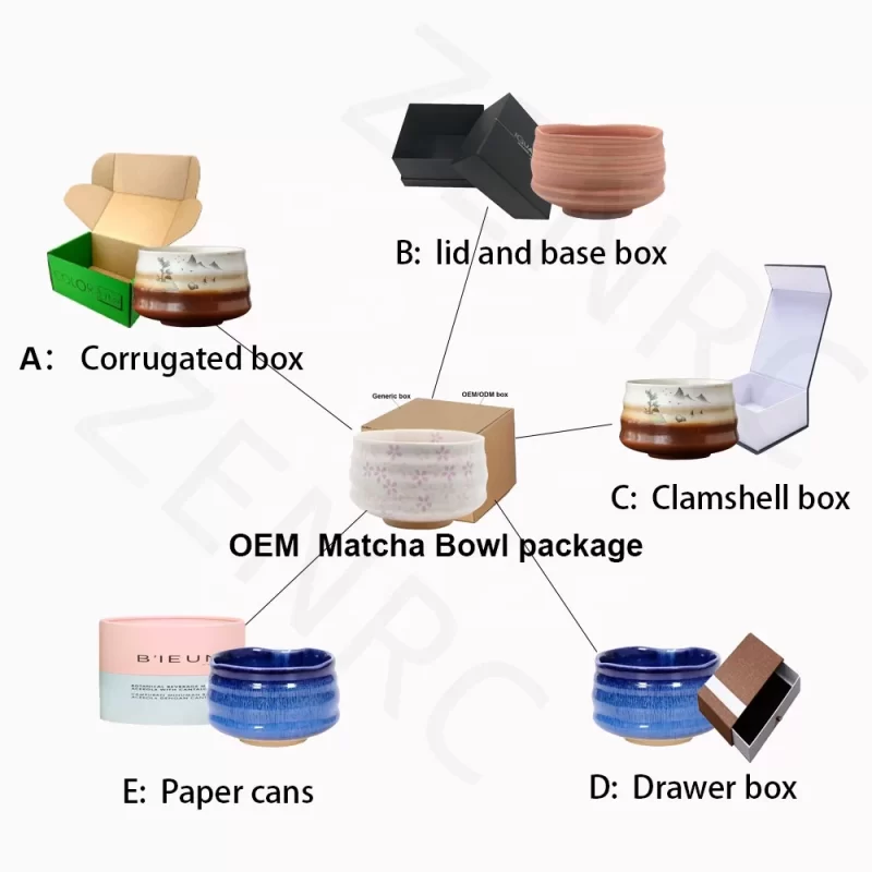 Customizable Pottery Bowl Set Stylish Ceramic Matcha Chawan