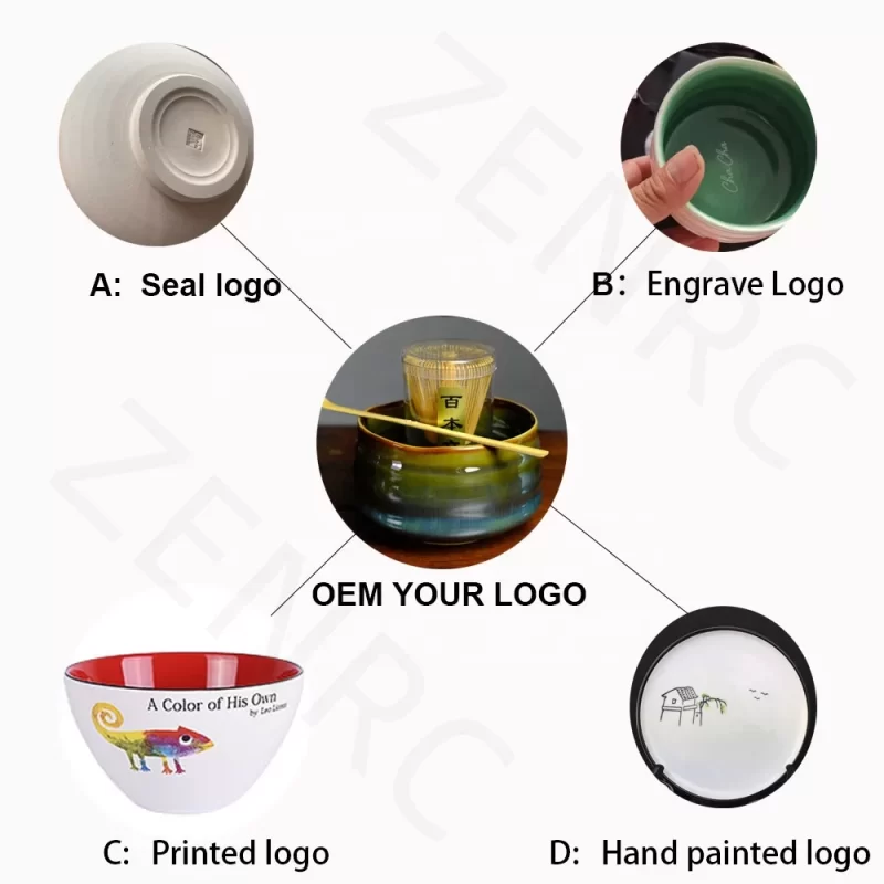 Customizable Pottery Bowl Set Stylish Ceramic Matcha Chawan