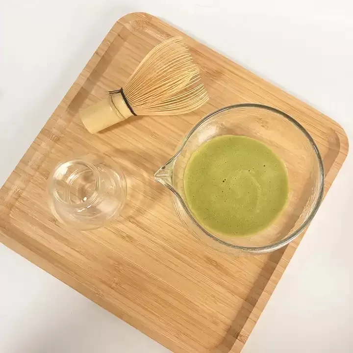 Japanese Style Double Walled Glass Matcha Bowl with Spout