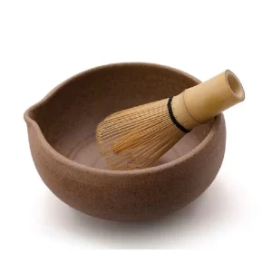 Handmade Crude Pottery Matcha Bowl with Spout