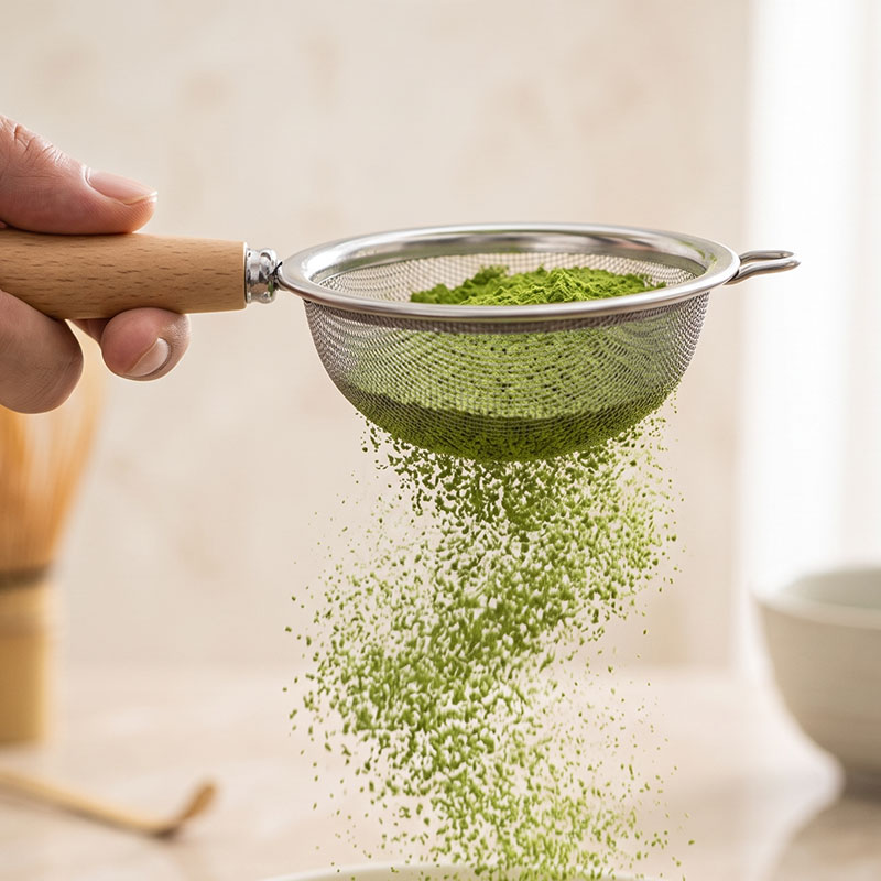 Matcha Strainer with Wooden Handle - Fine Mesh Powder Sifter