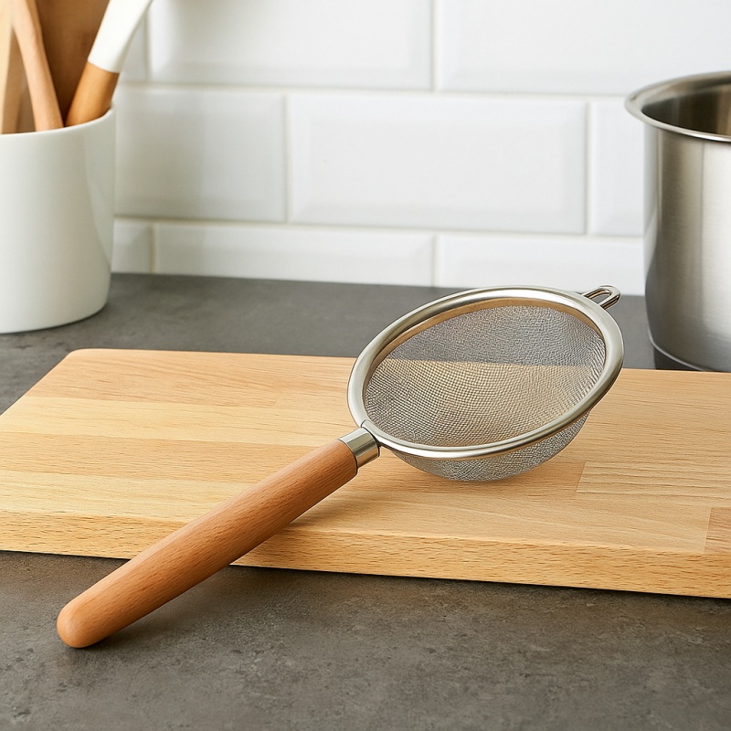 Matcha Strainer with Wooden Handle - Fine Mesh Powder Sifter