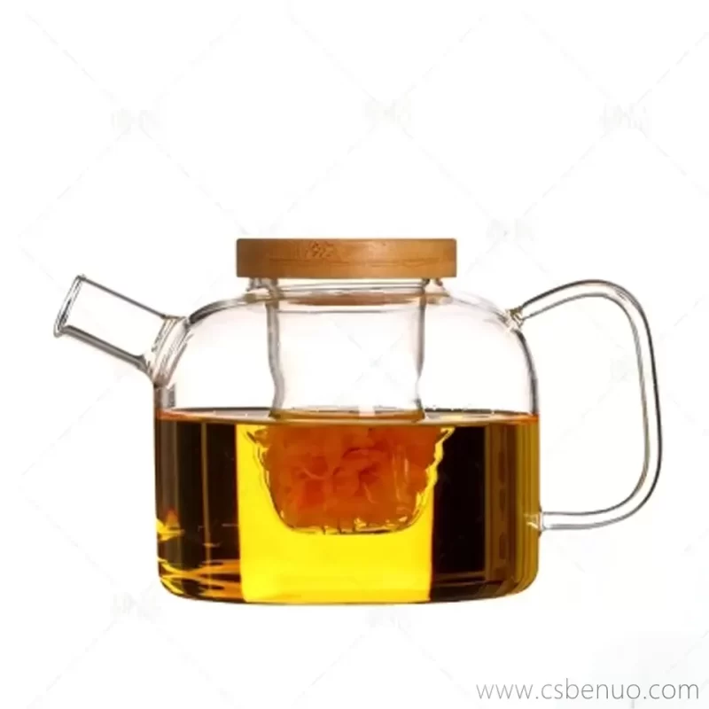 New Style Infusion Modern Glass Teapot with Bamboo Lid