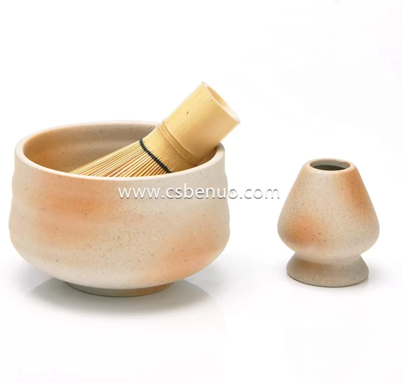 Orange Crude Tea Bowl Matcha Green Tea Whisk and Bowl