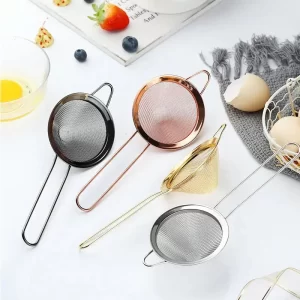 Rose Gold Flour Sieve Coffee Stainless Steel Tea Powder Multifunction Fine Mesh Matcha Sifter