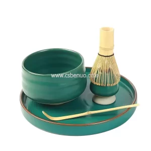 Wholesale Bamboo Whisk Holder Scoop Pottery Bowl Matcha Chasen Set