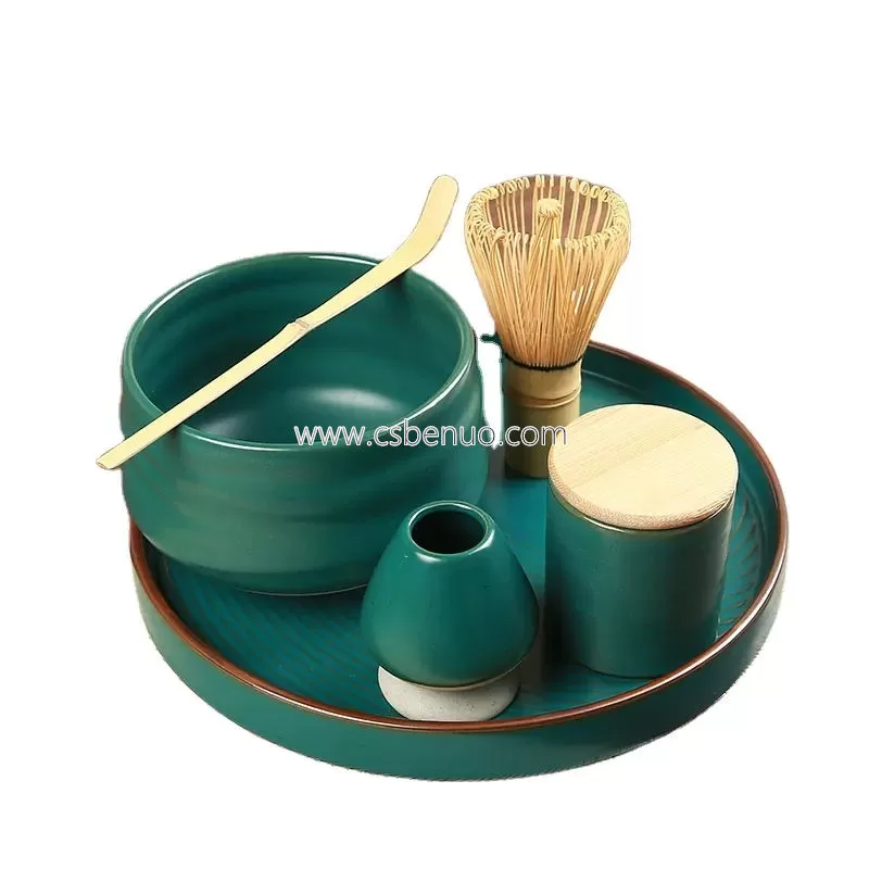 Wholesale Bamboo Whisk Holder Scoop Pottery Bowl Matcha Chasen Set