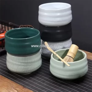 Wholesale Bamboo Whisk Holder Scoop Pottery Bowl Matcha Chasen Set