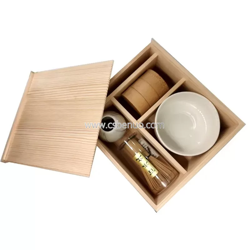 Wooden Packing Whisk Holder Bowl Set Kits Matcha Gift Box