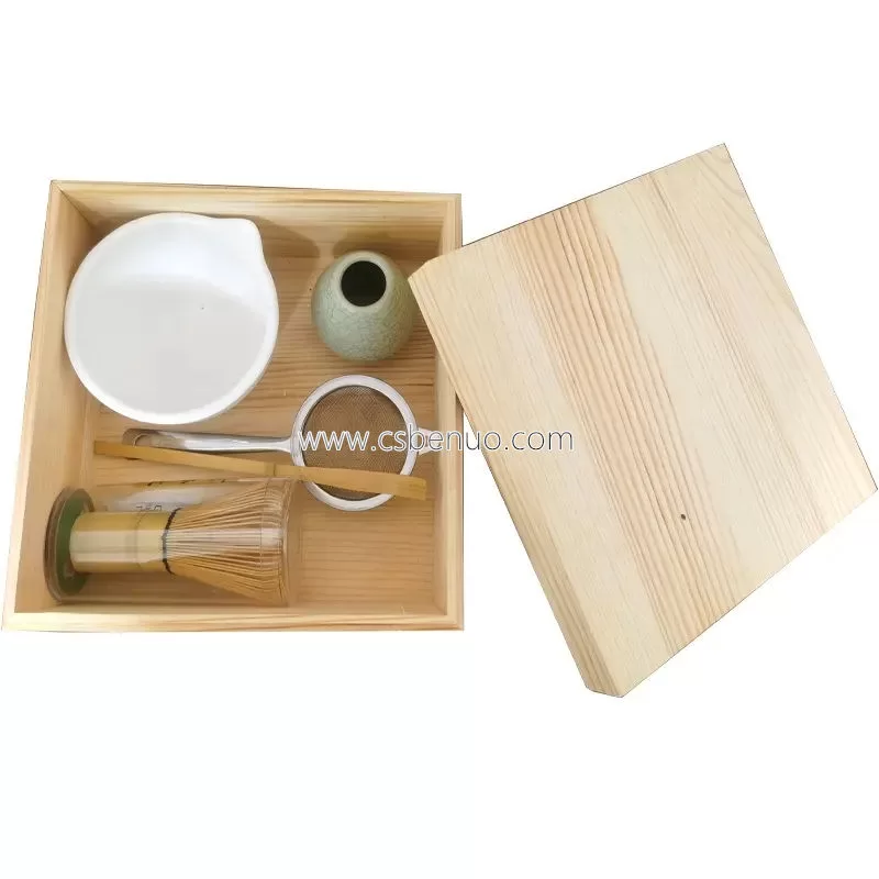 Wooden Packing Whisk Holder Bowl Set Kits Matcha Gift Box