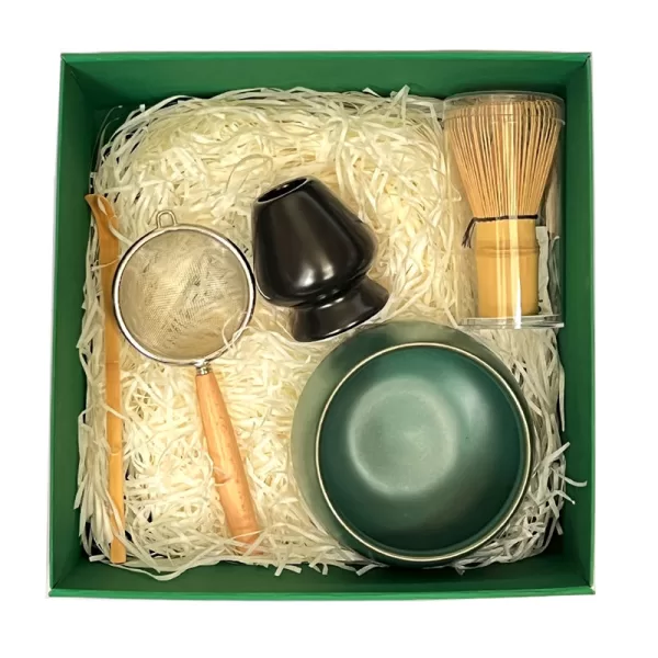 Bamboo Whisk Holder Ceramic Bowl Sifter Matcha Starter Kit
