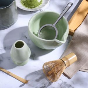 Ceremony Gift Set Bamboo Whisk Ceramic Bowl Pink Matcha Kit