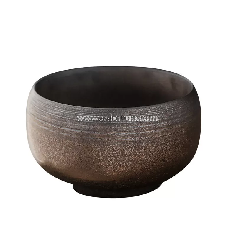 Custom Crude Chawan Pottery Matcha Bowl with Bamboo Whisk