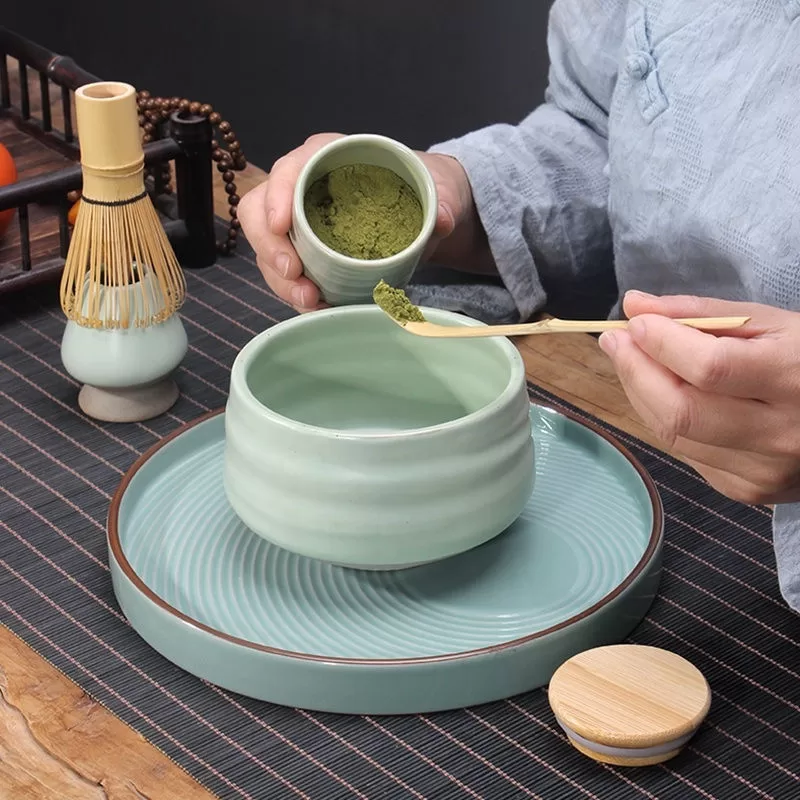 Glaze Handmade Porcelain Matcha Bowl with Custom Packing