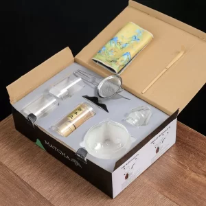 Matcha Green Tea Gift Set Glass Bowl Chawan Cup Whisk Holder