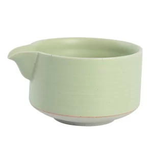 Green Tea Kiln Glazed Pottery Chawan Matcha Tea Whisk and Bowl