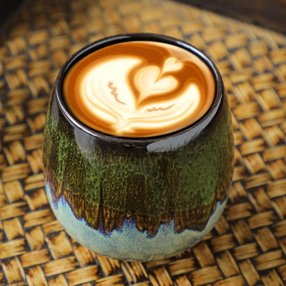 80ml Handmade Flambeed Glazed Round Ceramic Espresso Cups