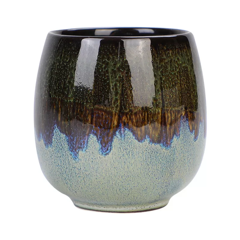 80ml Handmade Flambeed Glazed Round Ceramic Espresso Cups