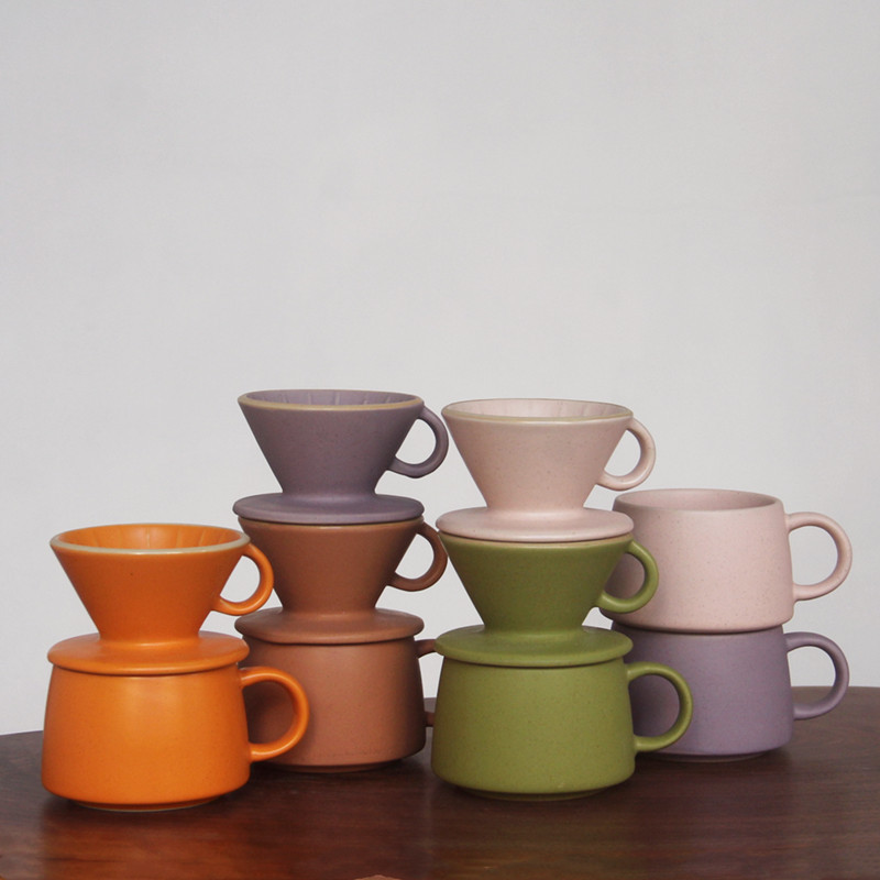 Ceramic Funnel Filter Dripper Espresso Cups Set