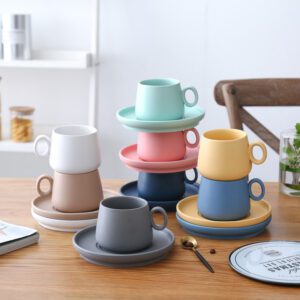 Ceramic Latte Coffee Espresso Cups and Saucers