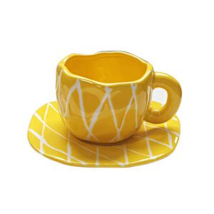 OEM Light Luxury Pottery Coffee Mug with Saucer