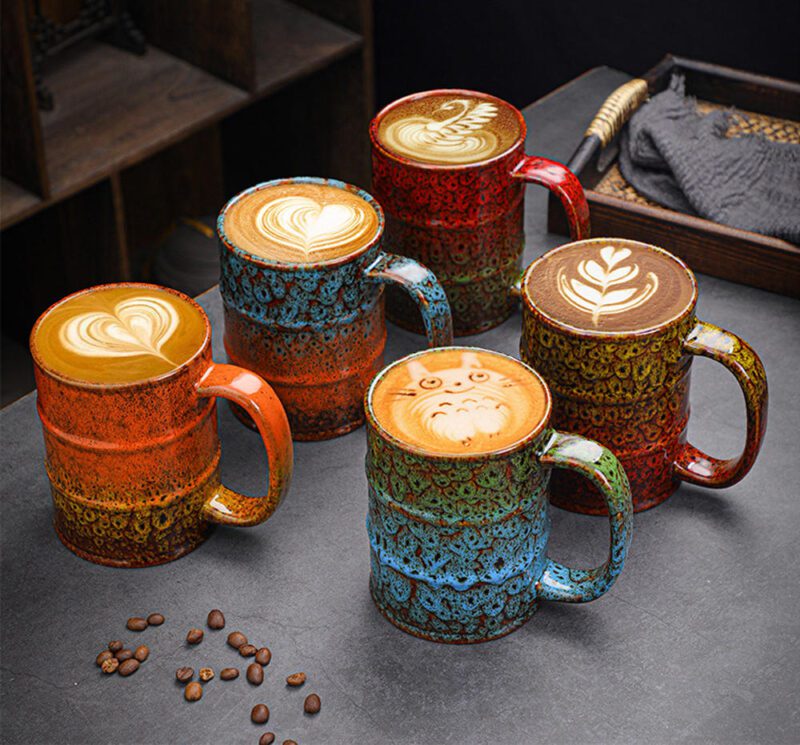 Creative Oil Drum Ceramic Espresso Mugs