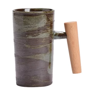 Creative Wooden Handle Handmade Ceramic Mugs