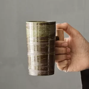 Creative Wooden Handle Handmade Ceramic Mugs