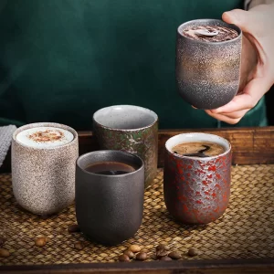 Gold Flowing Glazed Coffee Mugs for Tea Milk Juice