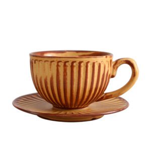 Handmade Striped Espresso Cup and Saucer Set