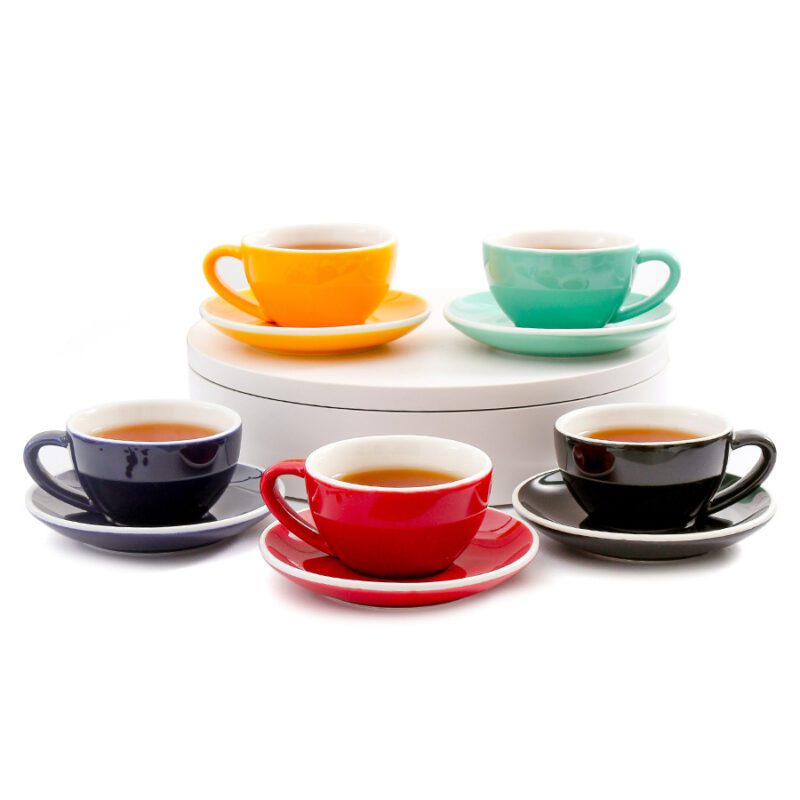 OEM Colorful Simple Ceramic Latte Cups and Saucers