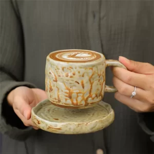 Premium Ceramic Mug Coffee Cup and Saucer
