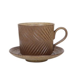 Retro Striped Vintage Coffee Cup and Saucer Set