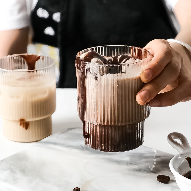 Stackable Creative Vertical Stripe Glass Tea Cup