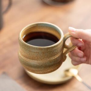 Rough Retro Style Ceramic Coffee Cup with Tray
