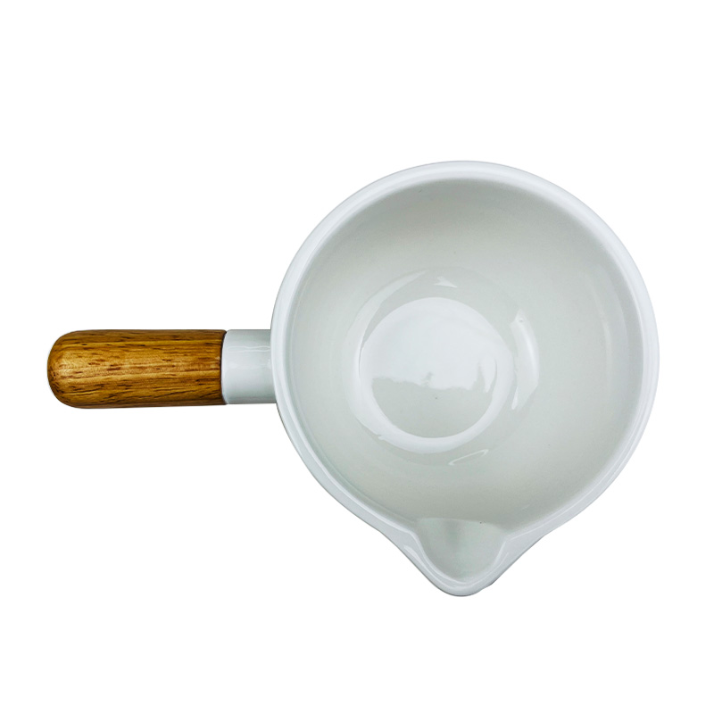 White Ceramic Matcha Bowl with Spout and Handle
