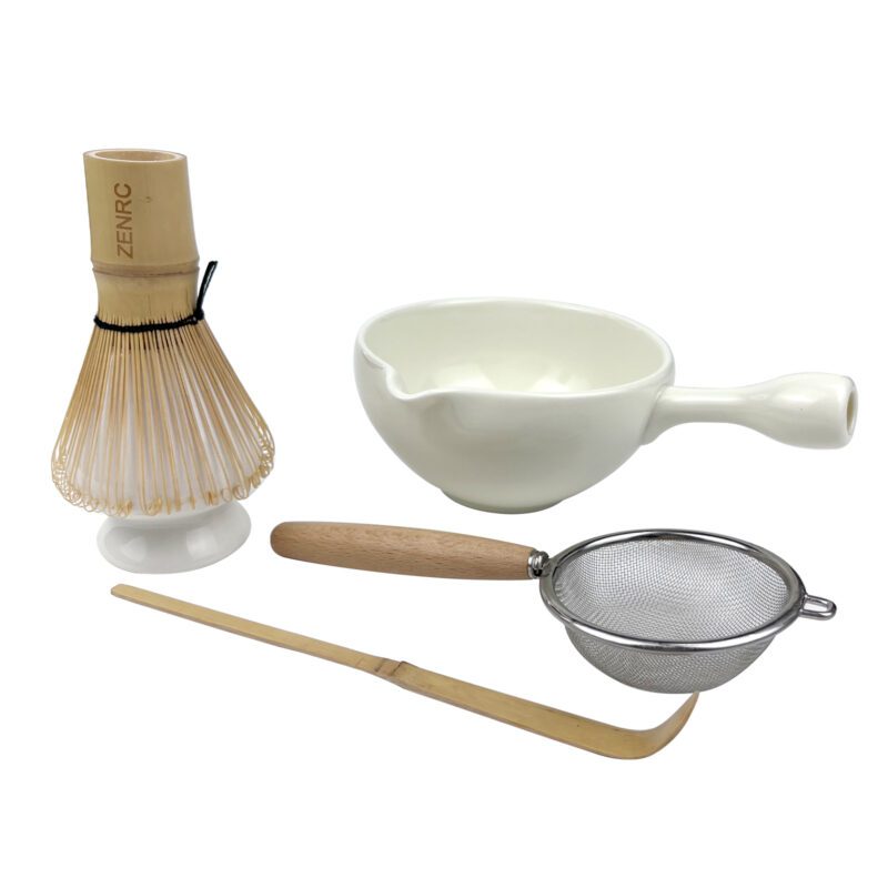 Traditional White Ceremic Handle Matcha Bowl