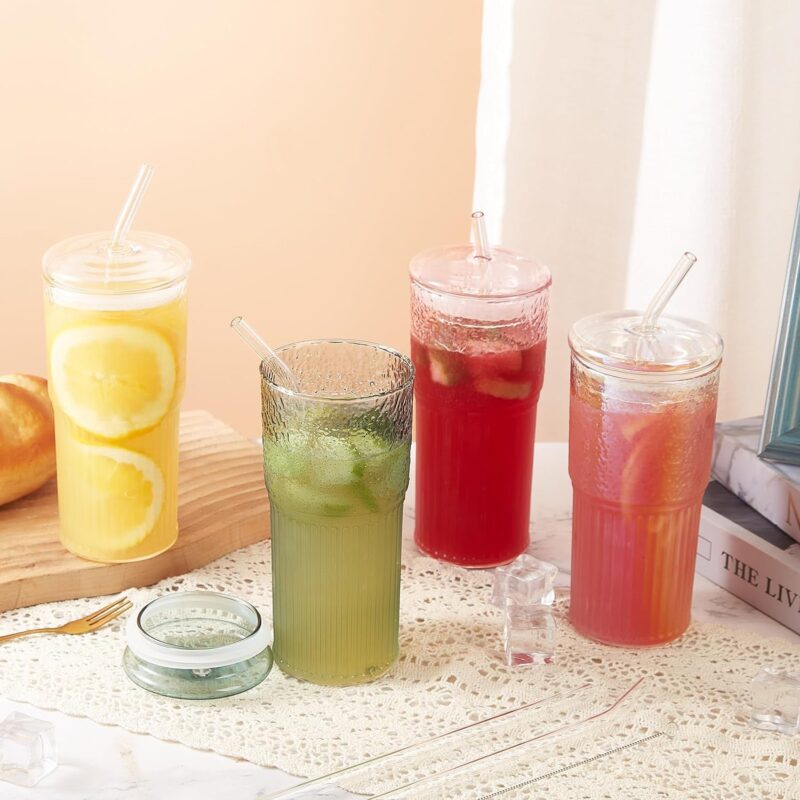 OEM Glass Tumbler With Straw And Lid