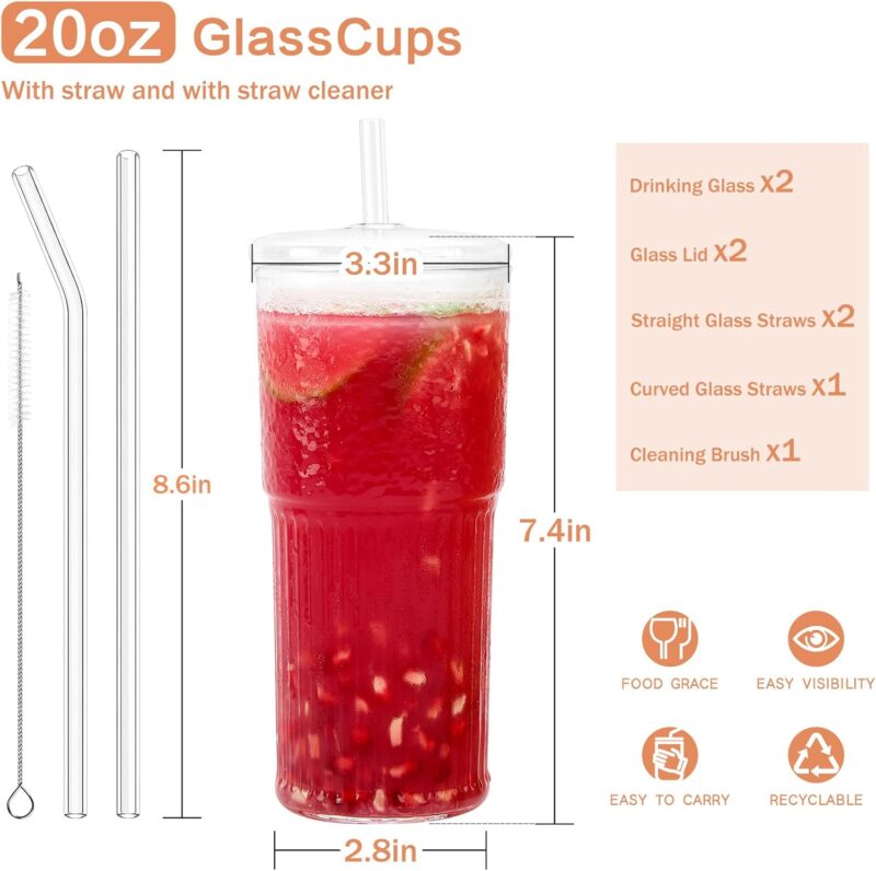 OEM Glass Tumbler With Straw And Lid