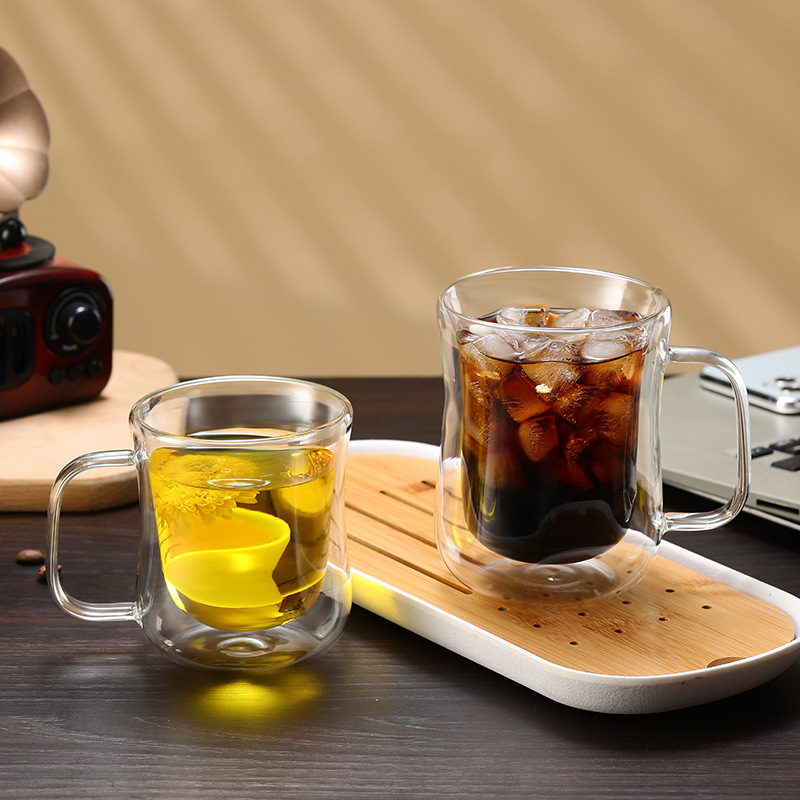 OEM Creative Double Walled Glass Coffee Mugs