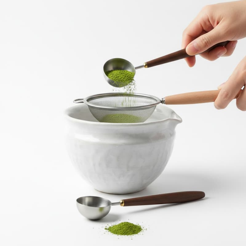 Walnut Matcha Scoop - Stainless Steel Measuring Spoon Set (1)
