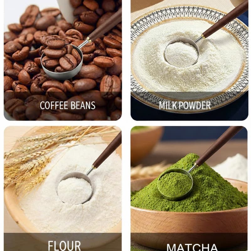 Walnut Matcha Scoop - Stainless Steel Measuring Spoon Set (4)