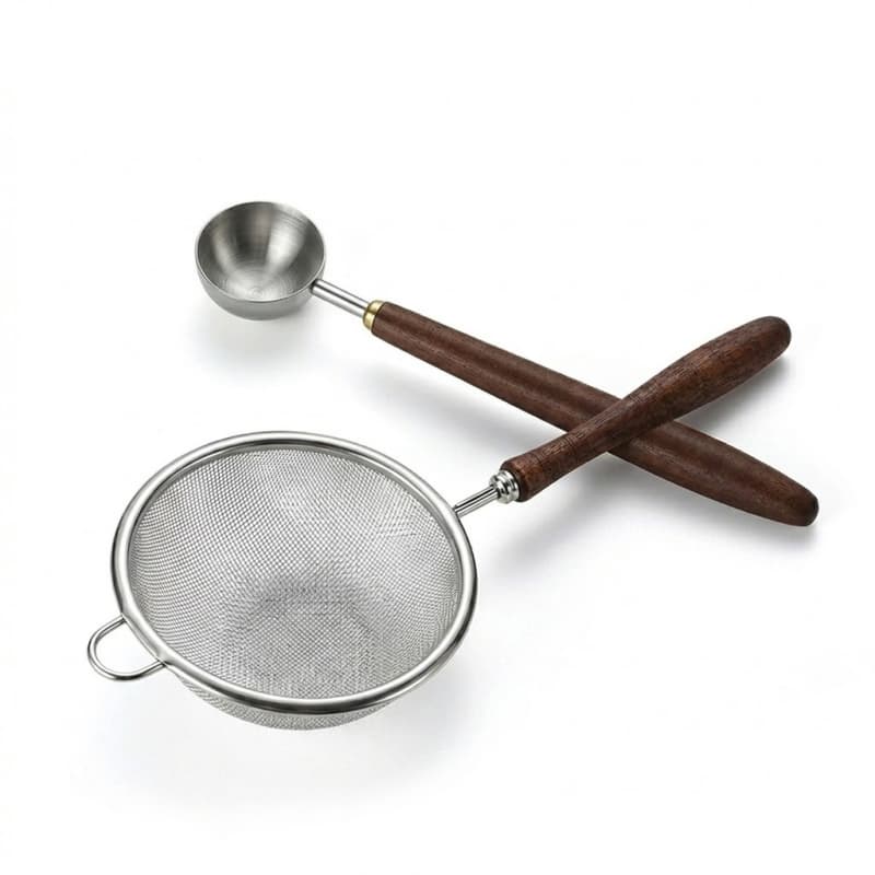 Walnut Wood Handle Matcha Strainer - Fine Mesh Tea Filter - Image 3