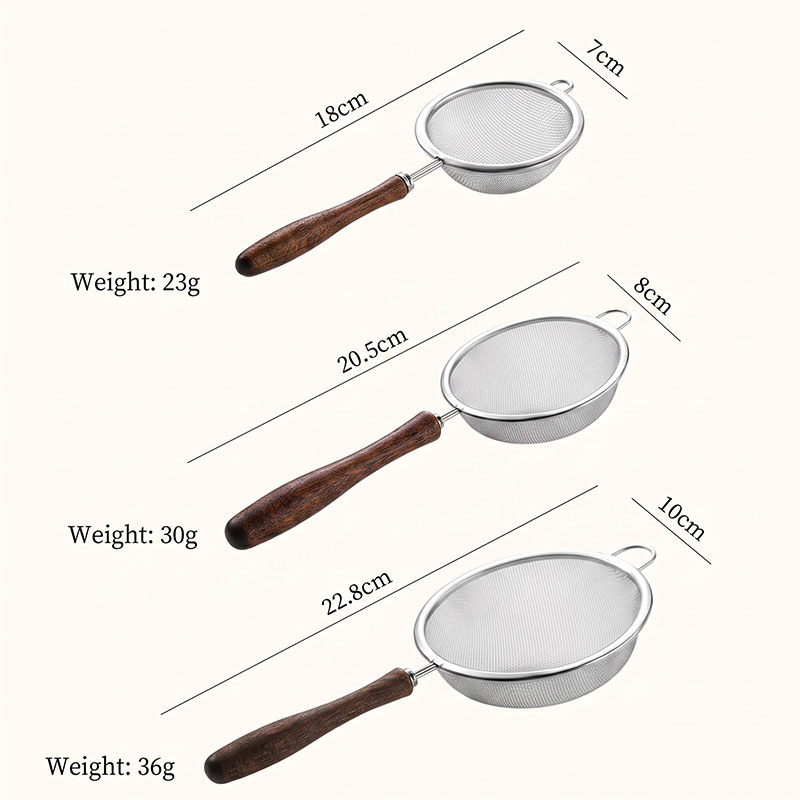 Walnut Wood Handle Matcha Strainer - Fine Mesh Tea Filter - Image 2